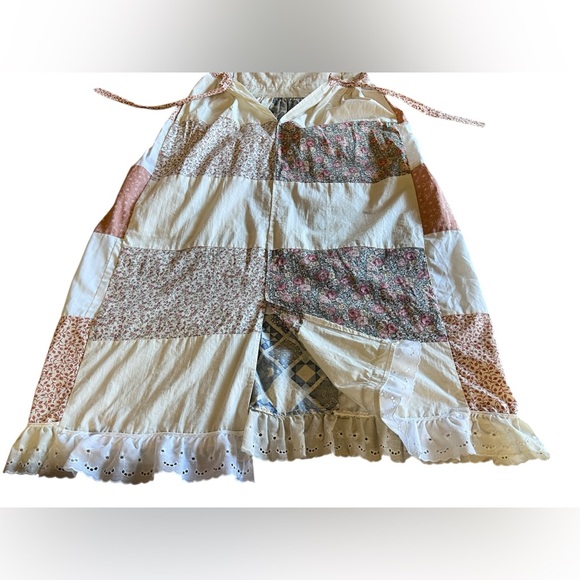 VTG Handmade Quilt Boho Prairie Patchwork Pinafore Apron Maxi Dress Hippie OOAK - Picture 9 of 14